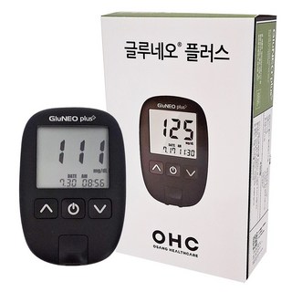 글루네오플러스 혈당체크기 당뇨측정기 채혈기 채혈침 혈당기 시험지없음, 1세트