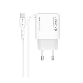 GaN 25W PD PPS 초고속 C타입 케이블 일체형 충전기, 화이트, 1개