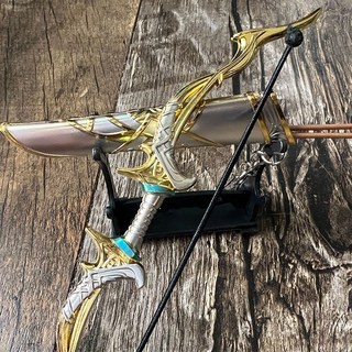 子甄彣璟 三國志 關羽龍紋刀 黃忠弓 模型擺件 精緻工藝 生日交換禮物, 黃忠-八寶麒麟弓+刀架