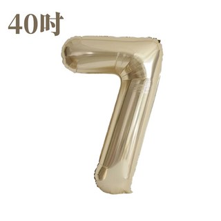 GoGraphy 數字氣球 鋁箔氣球 生日氣球 生日派對裝飾, 白金色40寸｜數字7, 1個