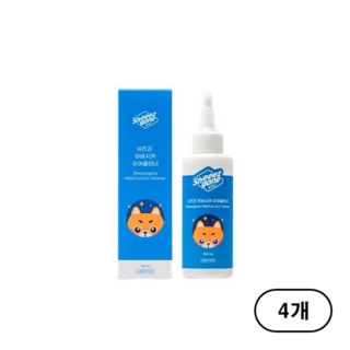 쉬즈곤 반려동물 병풀수 70% 함유 저자극 이어케어 귀세정제, 130ml, 4개