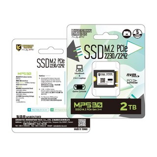 AITC 艾格 KINGSMAN MP530 M.2 2230 PCIe Gen3 SSD 2TB (Mac A1708適用)