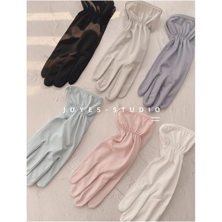 夏季騎車防曬手套 女薄款開車全指彈力冰絲防滑可觸屏手套, 白色-騎行抽口,均碼