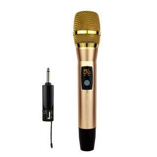 無線麥克風唱歌專用 一拖一麥克風 手持麥克風 教學演出直播唱歌可用 UHF可調頻, 純金色, 新升級拖一充電款