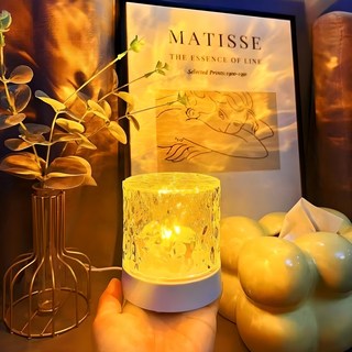 ALLILIO LED 무드등 인테리어스탠드 물결 무늬 밝기 조절 무드등 스탠드, 3종 색온도 조절, 1개