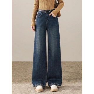여자 일자핏 청바지 빈티지 슬림핏 데님 와이드 바지 겨울 하이웨스트 캐주얼 원픽4