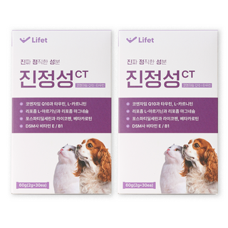 진정성 CT 심장 영양제 강아지 고양이 코엔자임Q10 타우린 심장병 기침 헥헥거림 심혈관, 2개, 30회분