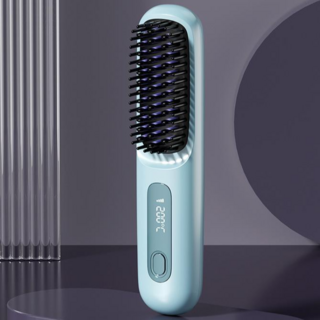 電熱直髮梳，恆溫護髮不傷髮，按摩頭皮，粉色時尚造型，輕鬆打造柔順直髮, 1個, 蓝色
