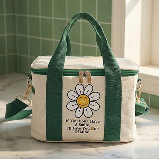 언즈 데이지 사각 보온보냉 직장인 피그닉 이유식 도시락가방, 데이지 사각 보냉백 아이보리, 아이보리