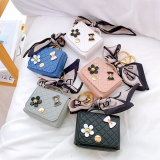 포인트 가죽 핸드백 가방 스카프 케이스 키링 열쇠고리 / 에어팟 백참 꾸미기, 블랙, 1개