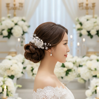 한복머리장식 혼주 결혼식 올림머리장식 단아한 한복뒤꽂이 셀프 웨딩 헤어핀 헤어코사지 은가비한복