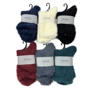 STREAM 酒紅色蓬鬆襪，柔軟舒適高彈力襪口，秋冬居家保暖時尚單品