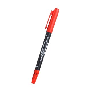 油性雙頭簽字筆 不易掉色, 1個, 雙頭油性麥克筆_紅色