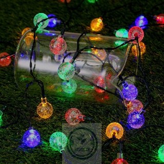 마음을끄는잡화점 전기세ZERO 50구 컬러스노우볼 LED가랜드줄전구 5m 캠핑장조명 태양광크리스마스전구
