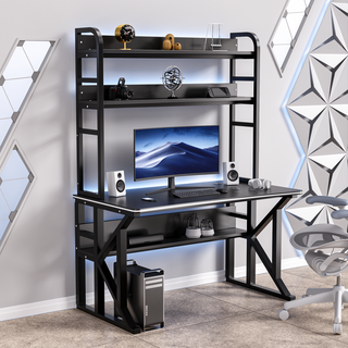 CProsis 컴퓨터책상 타공판 수납후크 추가 가능 게이밍 홈오피스 학생용 1000/1200/1400/1600mm, 블랙