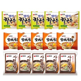 <꾼들>멸치칼국수5+사리곰탕5+안성탕면5 안매운 순한라면 세트 15개+진라면 스틱1개