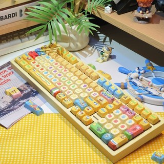 原創海綿寶寶 MOA 高度鍵帽 PBT 原廠 機械鍵盤鍵帽 個性創意卡通, 1個, 原創海綿寶寶MOA高度盒裝-129鍵（送拔鍵器）