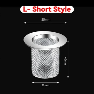 스테인레스 스틸 싱크대 배수구 채반 욕실 욕조 샤워 바닥 필터 메쉬 바구니 막힘 방지 헤어 캐처 네트, 01 1PC, 04 Short Style-L