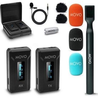 모보 WMX-2-L 무선 라발리에 마이크 iPhone/라이트닝 기기용 WMX-HM 핸드헬드 어댑터 포함 - 핀 핸들 마운트 콘텐츠 제작자 인터뷰 보도용 USA, Camera Single, 1개