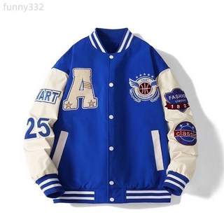 跨境外貿夾克衫棒球服男女款春秋季寬鬆外套字母毛巾刺繡韓版潮流