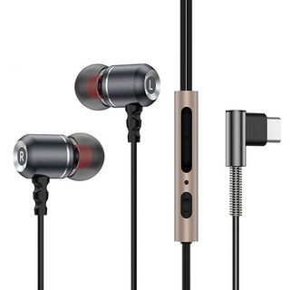Type-C 耳機, 曜石黑, L型彎頭 Type-C