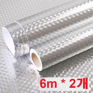초이스잇 접착식 방수 기름때 오염 방지 주방 알루미늄 시트지 (6m x 40cm), 2개