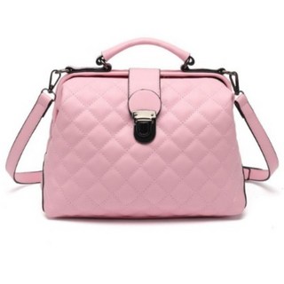 SISI【B25001】復古磨砂PU醫生手提包 大開口單肩斜挎手挽翻蓋鎖扣多功能分隔層女包