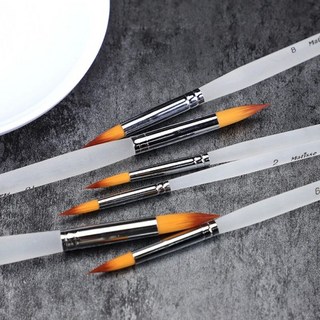 나일론 헤어 유화 브러시 라인 드로잉 펜 수채화 구아슈 스틸 파이프 짧은 유기농 막대 세트 미술 용품 6