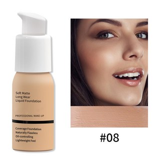 自然啞光持久清透粉底液, 108 #褐色, 1個