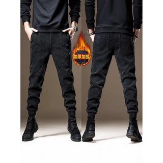 燈芯絨束腳休閒褲 男士秋冬加絨保暖厚實寬鬆運動褲