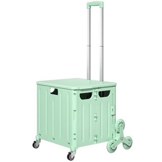 AOTTO 升級款可爬梯八輪折疊收納車-大號, 薄荷綠, 1個