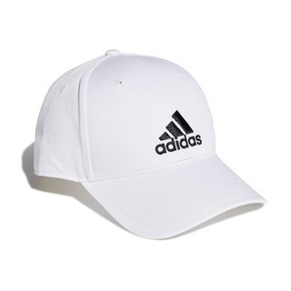 adidas 愛迪達 Logo休閒棒球帽, 白色(帽子) 黑色(Logo), 1個