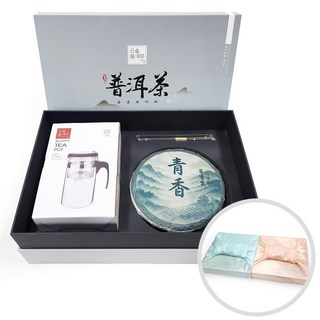 차향운 청향 설선물 운남 보이차 보자기 선물세트 티포트 병차 생차 특별 프리미엄, 1개, 1개입, 357g