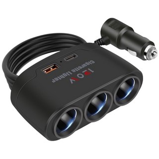 安規認證 PD+QC3.0 多孔點菸器擴充車充, D.五合一車用充電器