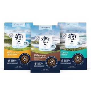 ZIWI 피크 스팀 & 말린 고양이 사료 - 야생 남태평양 생선 - 고단백 스킨 & 코트 건강 저탄수화물 모든 생활 단계용 (28.8온스), 3 Beef, Chicken, and Fish, 1.8 Pound (Pack of 3)