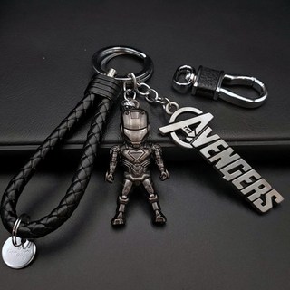 漫威 復仇者聯盟 鋼鐵人 蝙蝠俠 鋼鐵人鑰匙圈吊飾, 鋼鐵俠實心人偶+復仇logo+繩, 1個
