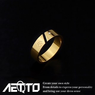 AETTO 斷裂感點鑽戒指 新款鑲鑽精緻做工韓系鈦鋼情侶戒指