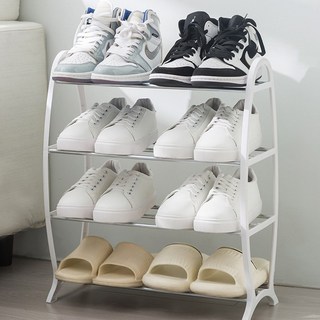 오엠티 오픈형 조립식 스텐 4단 선반 현관 신발장 정리대, SHOELACK2_신발정리대, 1개