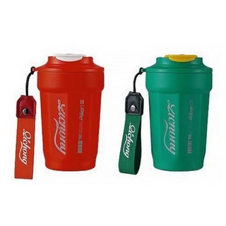 GOYES 텀블러 대용량 보온보냉 커피잔 텀블러 휴대용 차량용컵 480ml, 레드+그린, 1세트