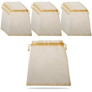 제로리빙 다용도 선물 포장 망사주머니, 100개, 골드