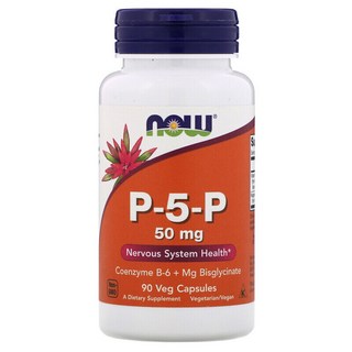 NOW Foods P-5-P輔酶B6甘胺酸鎂植物膠囊 50mg, 90顆, 1罐