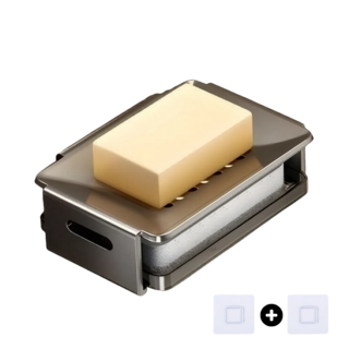 비브온 무타공 욕실 세면대 비누 받침, 1개, 그레이