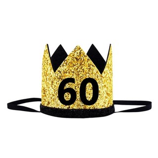 JUTTIRA 90번째 생일 왕관 모자 골드 블랙 스팽글 파티 크라운 해피 90세 생일 장식 90세 파티 의상 선물 사진 부스 소품 용품 이상적인 남성 여성 파티 선물 장식, 60