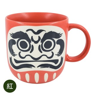 日式達摩陶瓷馬克杯，簡約風格咖啡杯，送禮自用首選, 紅, 1個
