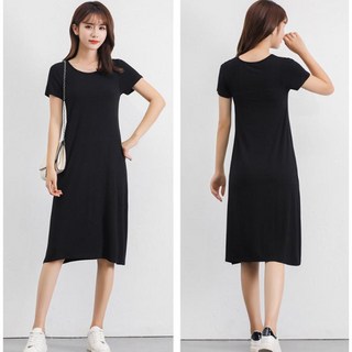 반팔 면 여름 미디원피스 편한 베이직 원피스