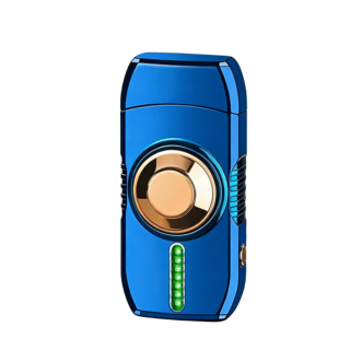 多功能USB充電電子打火機 LED燈光指尖陀螺 防風敲擊個性紓壓, 藍冰, 1個