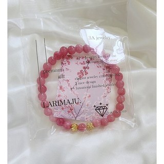 라리마주 수제작 천연 핑크옥팔찌 6mm 3A 고품격 비취 버마옥 14K 18K GOLD필드 매화꽃 팬던트 재물운 번영 부귀 합격 성공 행운팔찌