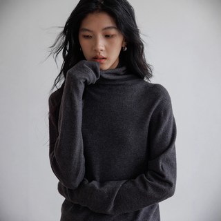 女款綿羊毛高領針織衫 寬鬆休閒打底衫