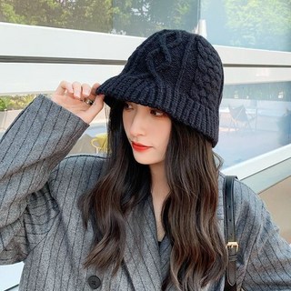 HanVo 秋冬保暖針織麻花漁夫帽 韓系休閒百搭毛線帽 秋冬保暖女生配件