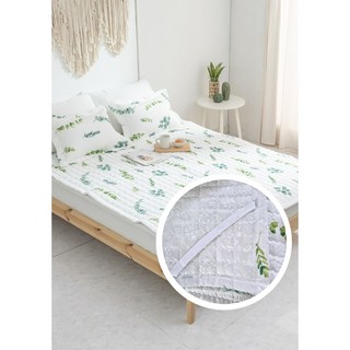 허니베딩 냉감 몬티 시어서커 침대 패드, 03.몬티-그린